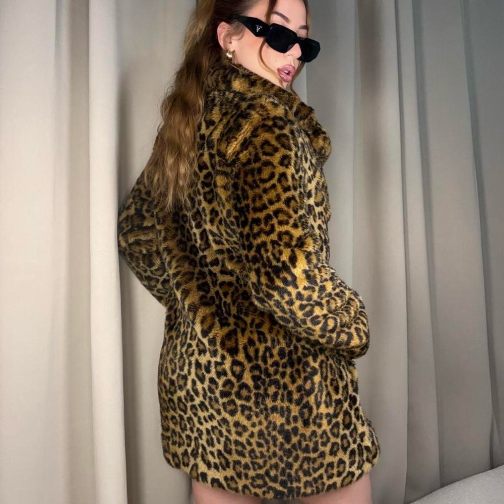 Zara Leopard Print Faux Fur Jacket